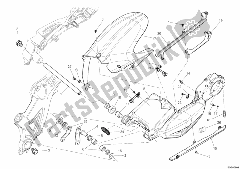 Toutes les pièces pour le Bras Oscillant du Ducati Diavel Carbon USA 1200 2012
